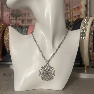 Intricate Silver Floral Necklace